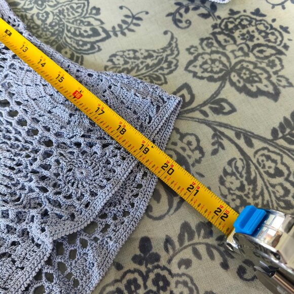 y2k Bebe Crochet Knit Fairy Boho Top sz S/M Blue Gray Festival Beach Whimsical - Picture 8 of 10